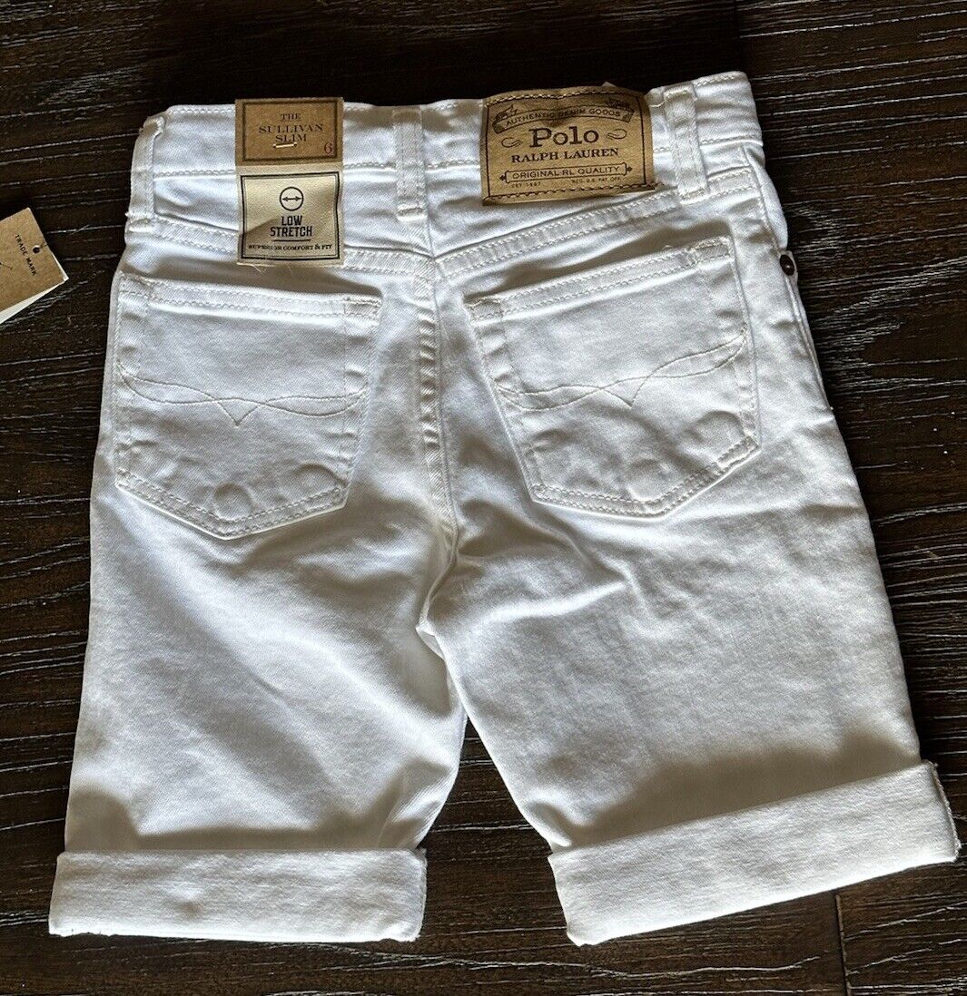 NWT Polo Ralph Lauren Little Boy's Sullivan Slim-Stretch Denim Shorts White 6