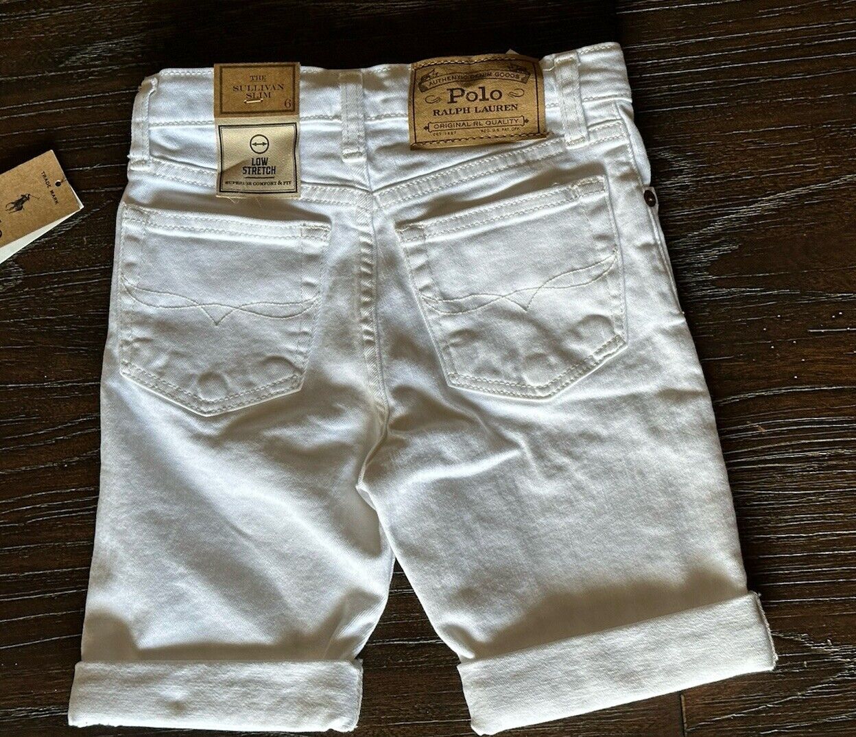 NWT Polo Ralph Lauren Little Boy's Sullivan Slim-Stretch Denim Shorts White 6