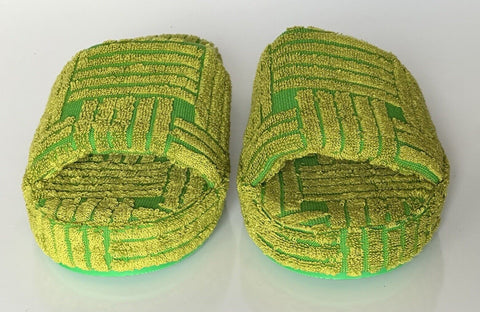NIB $600 Bottega Veneta Mens Intrecciato Resort Sponge Slipper Green 9 US 660245