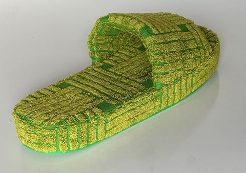 NIB $600 Bottega Veneta Intrecciato Resort Sponge Slipper Green 11 US 660245