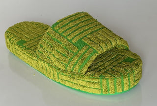 NIB $600 Bottega Veneta Intrecciato Resort Sponge Slipper Green 12 US 660245