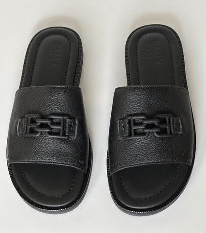 NIB Bally Men's Calf Grained Leather Black Slides Sandals 8 US (41 Euro) 6300470