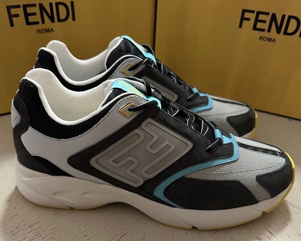 NIB $1100 Fendi Men’s FF Logo Leather/Fabric Sneakers 10 US/9 UK 7E1555 Italy