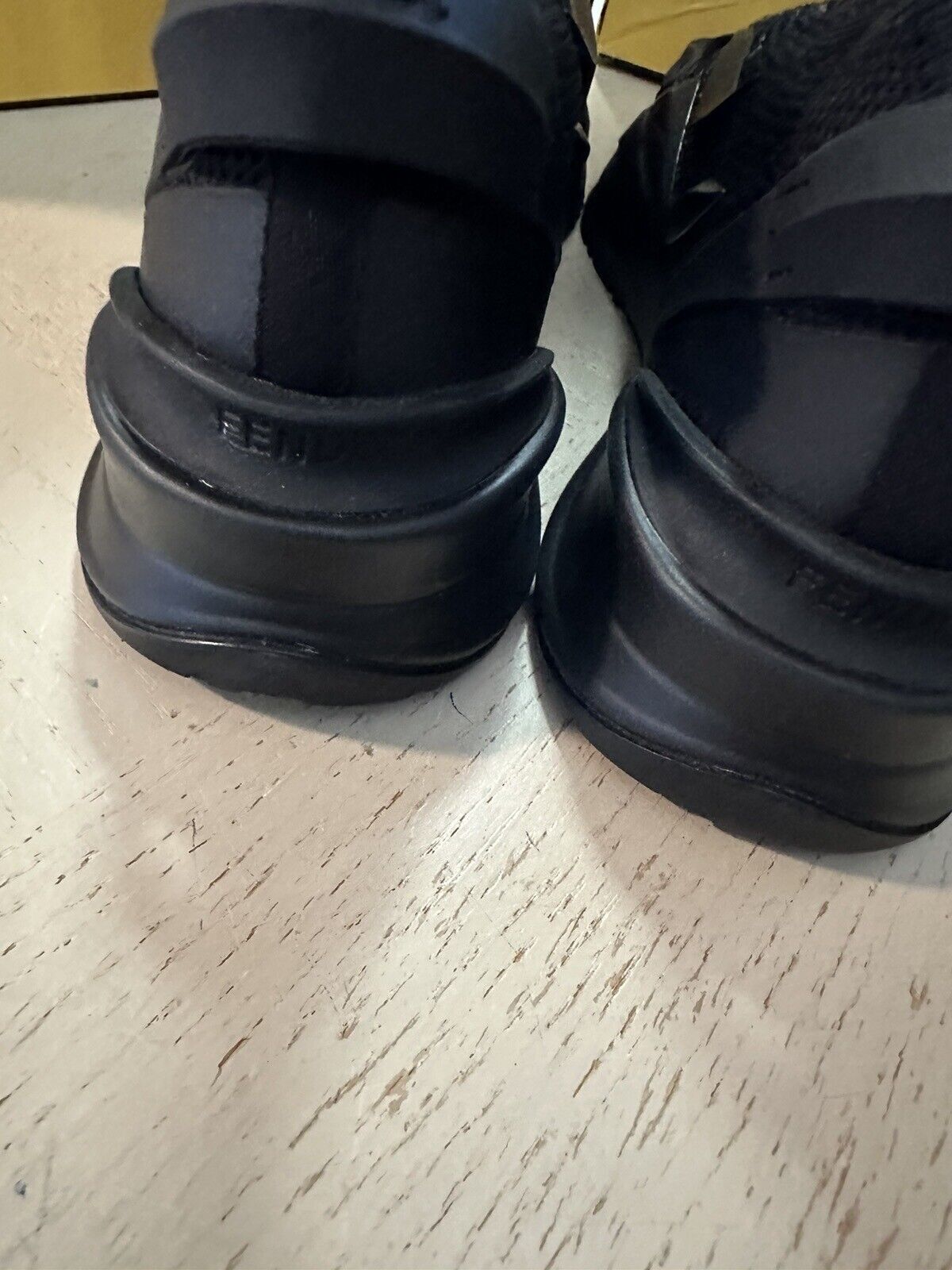 NIB $1190 Fendi Contrast Knit High Top Sock Sneakers Shoes Black 13 US 7E1554