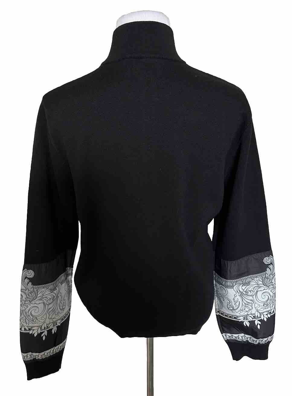 NWT $1750 Versace Renaissance Mens Cotton/Wool Knit Jacket Black 54 1012544