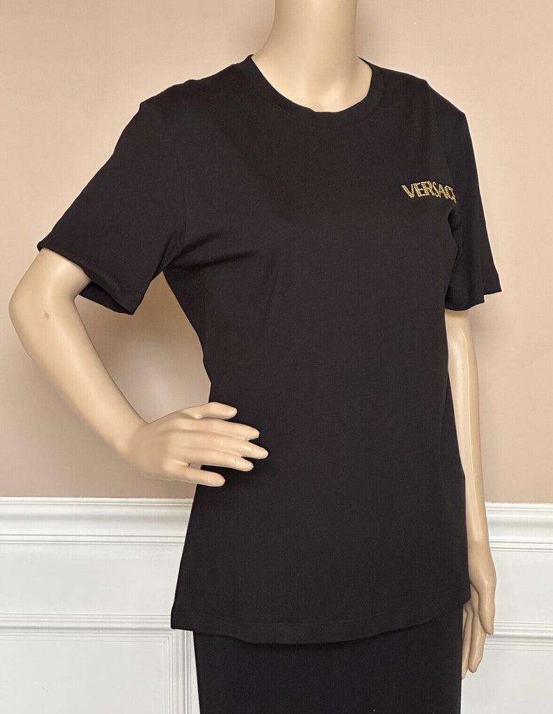NWT Versace Logo Series Crystal-embellished T-Shirt Black 8 US (42 Eu) 1014555
