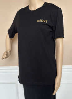 NWT Versace Logo Series Crystal-embellished T-Shirt Black 8 US (42 Eu) 1014555