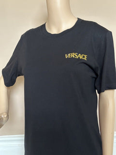 NWT Versace Logo Series Crystal-embellished T-Shirt Black 8 US (42 Eu) 1014555