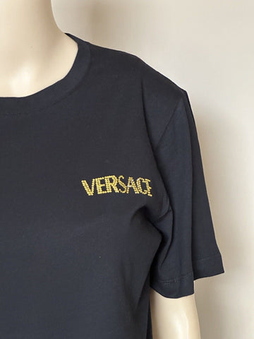 NWT Versace Logo Series Crystal-embellished T-Shirt Black 8 US (42 Eu) 1014555