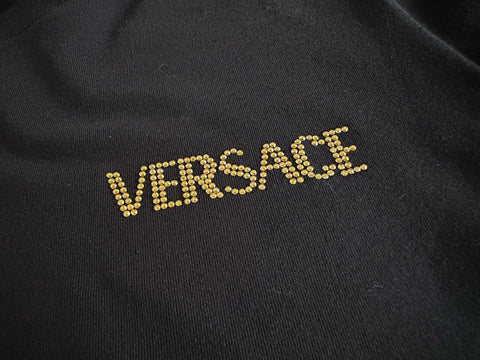 NWT Versace Logo Series Crystal-embellished T-Shirt Black 8 US (42 Eu) 1014555