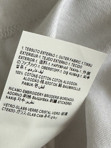 NWT Versace Logo Series Crystal-embellished T-Shirt White 8 US (42 Eu) 1014555