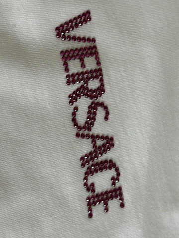 NWT Versace Logo Series Crystal-embellished T-Shirt White 8 US (42 Eu) 1014555