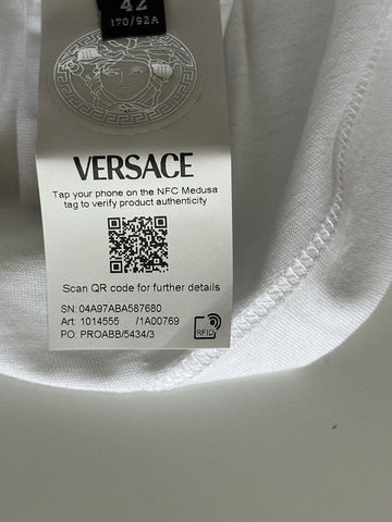 NWT Versace Logo Series Crystal-embellished T-Shirt White 8 US (42 Eu) 1014555