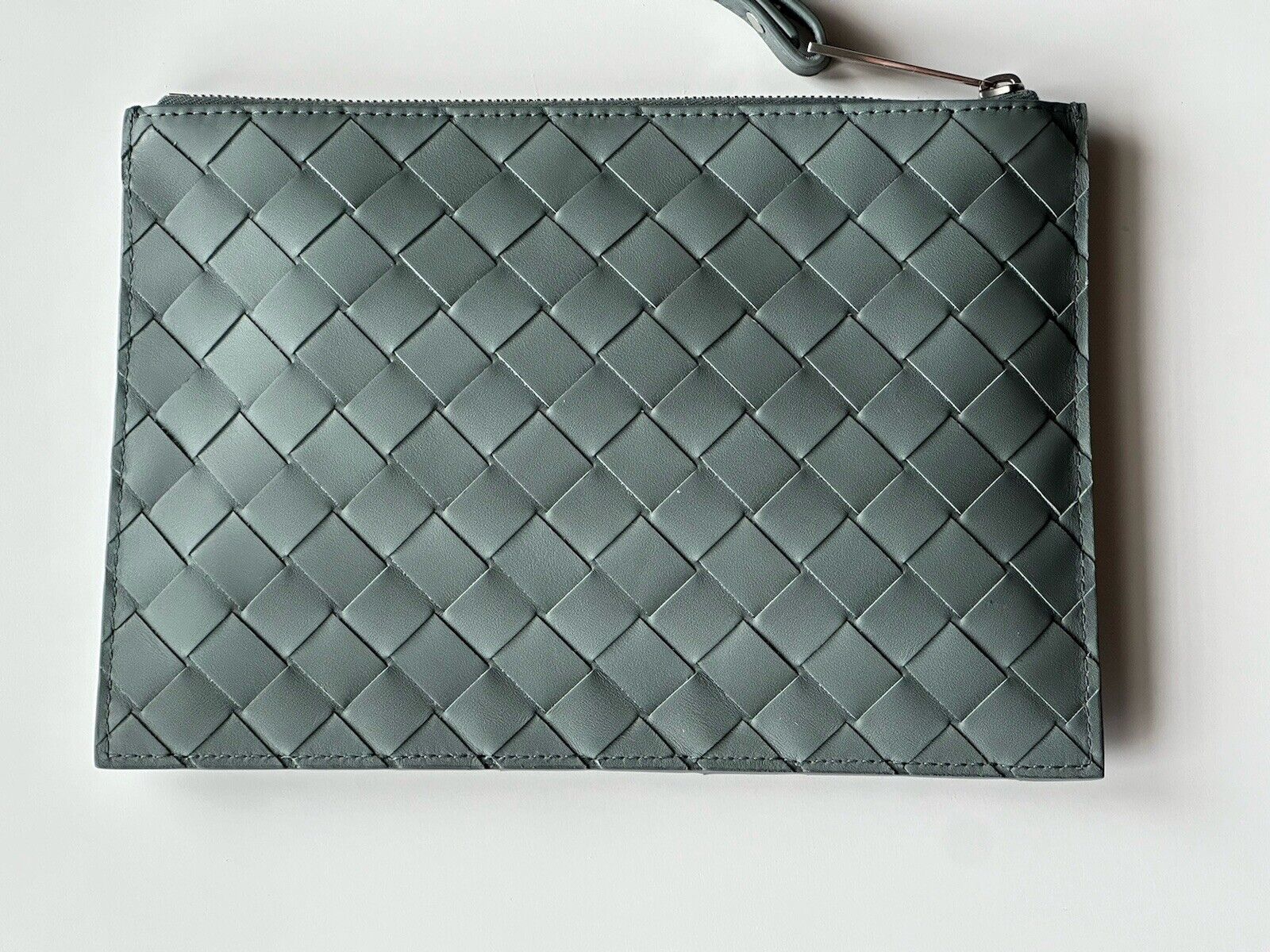 New $1000 Bottega Veneta Intrecciato Leather Pouch Case Slate 592643 Italy