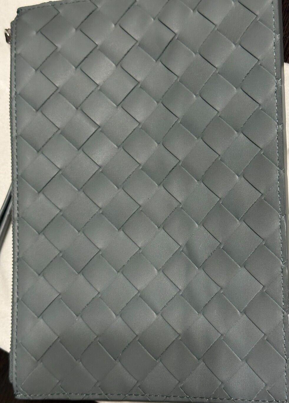 New $1000 Bottega Veneta Intrecciato Leather Pouch Case Slate 592643 Italy