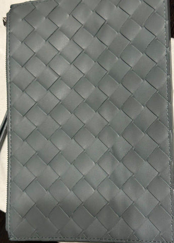 New $1000 Bottega Veneta Intrecciato Leather Pouch Case Slate 592643 Italy