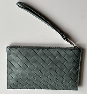 New $1000 Bottega Veneta Intrecciato Leather Pouch Case Slate 592643 Italy