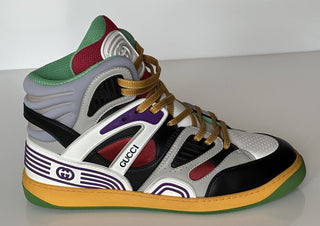 NIB Gucci Basket Demetra Leather  Multicolor High-top Sneakers 15.5 US 661303 IT