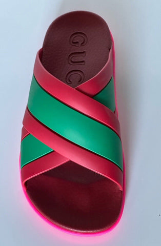 NIB Gucci Women's Rubber Slide Sandals Red/Green/Red 7 US (37 Euro) 627820 IT