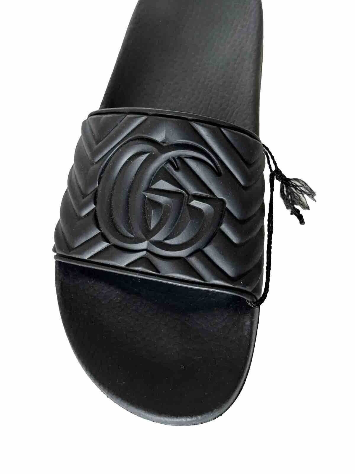 NIB Gucci Quilted GG Logo Men's Rubber Black Sandals 10.5 US (Gucci 10G) 601041