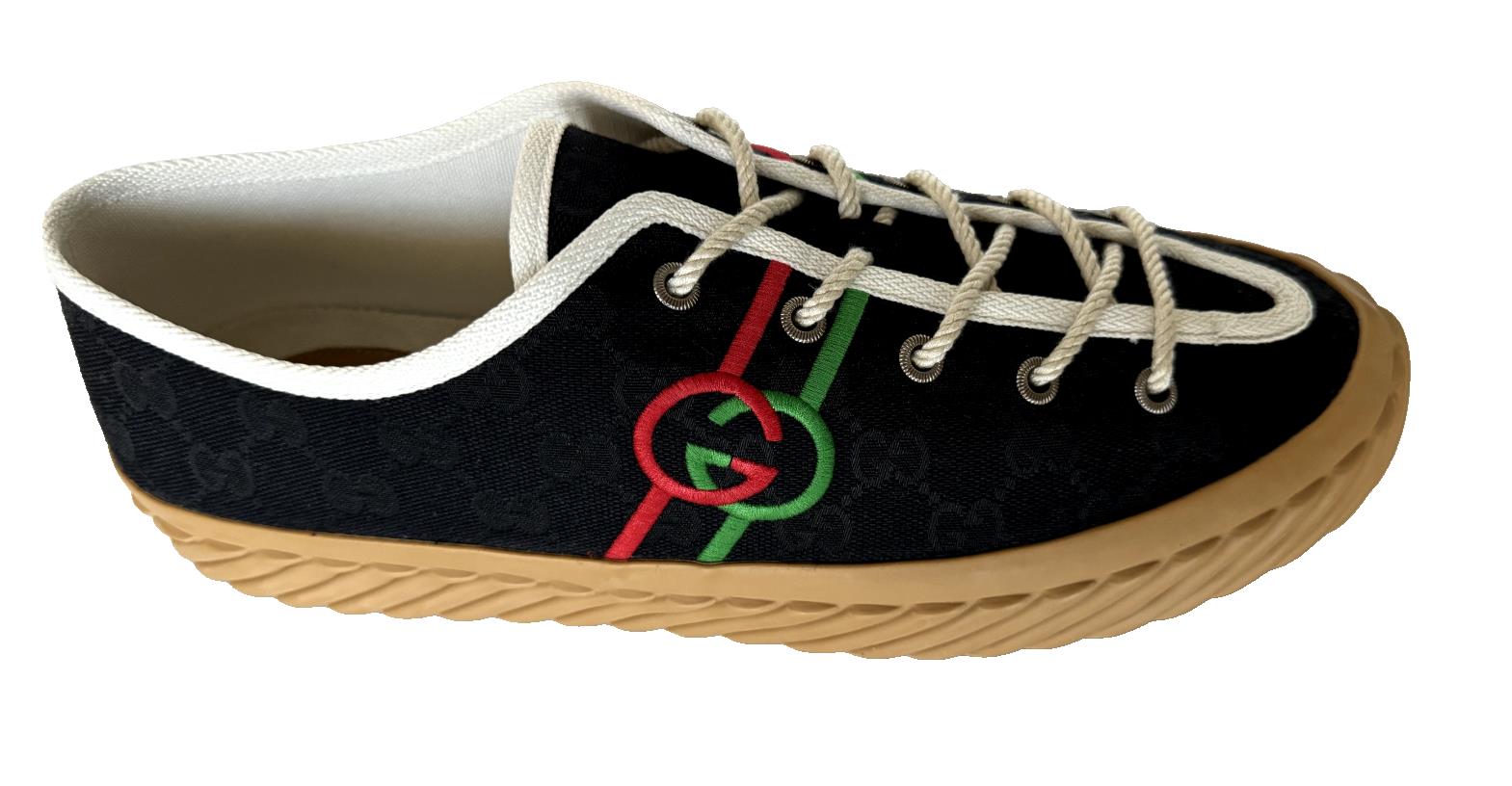 NIB Gucci Fabric Black Low-top Sneakers 10 US (Gucci 9) 703032 Spain