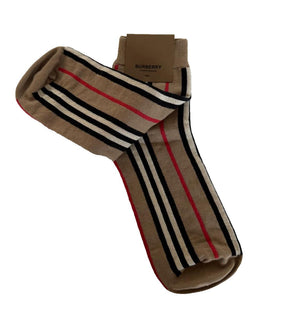 NWT Burberry Check Socks Beige Size Large (42-44 Euro)