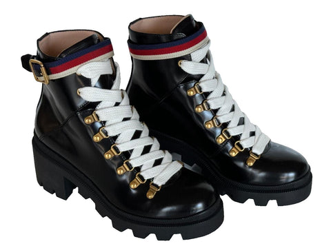 NIB Gucci Women's Shiny Black Leather Boots 7.5 US (37.5 Euro) 481156 Italy