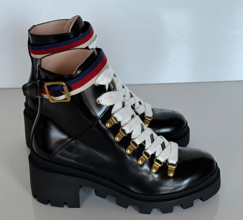 NIB Gucci Women's Shiny Black Leather Boots 7.5 US (37.5 Euro) 481156 Italy