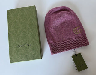 NWT Gucci Knit Viscose/Cashmere Roseate Beanie Hat Medium (57 cm) Italy 677822