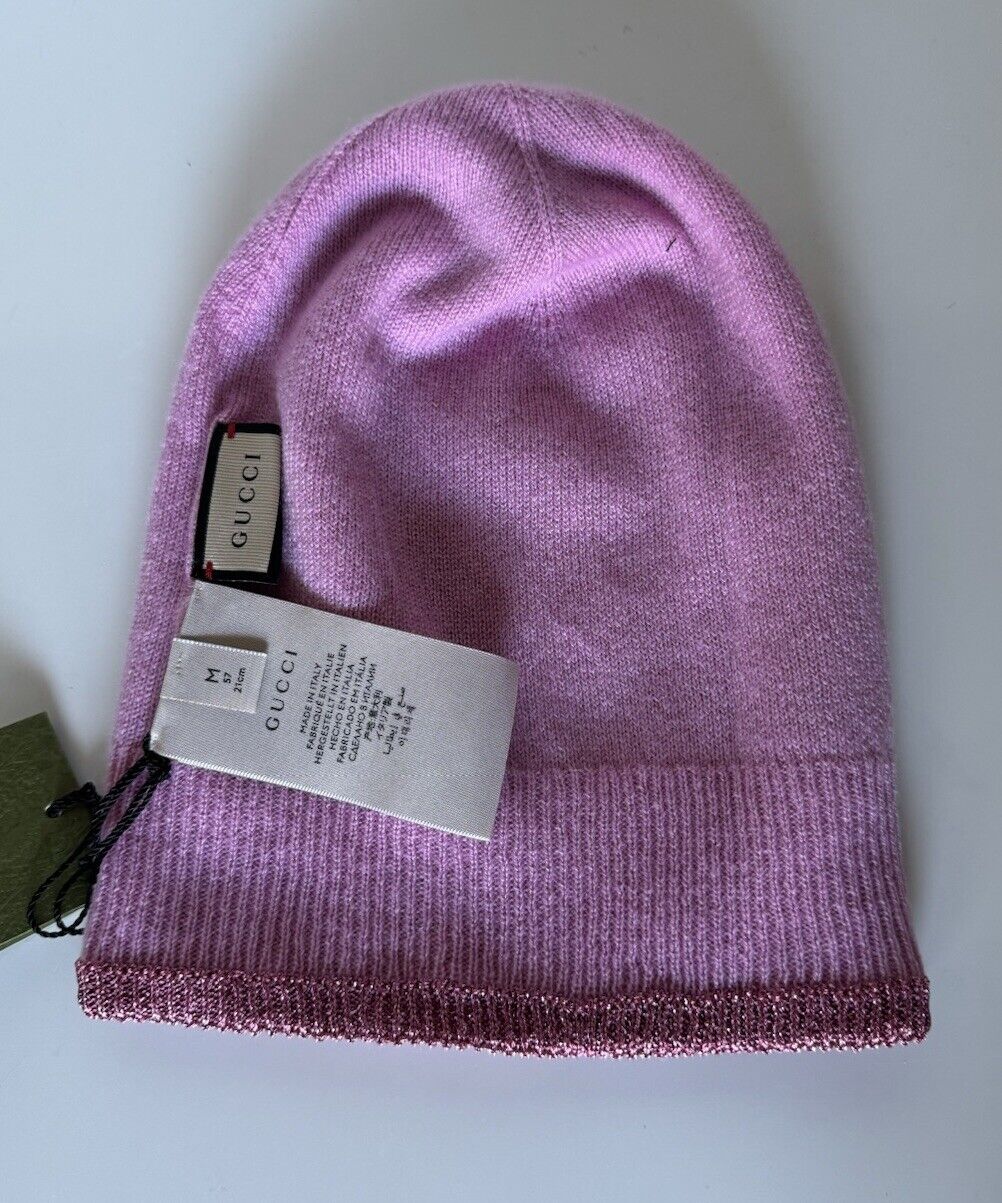 NWT Gucci Knit Viscose/Cashmere Roseate Beanie Hat Medium (57 cm) Italy 677822