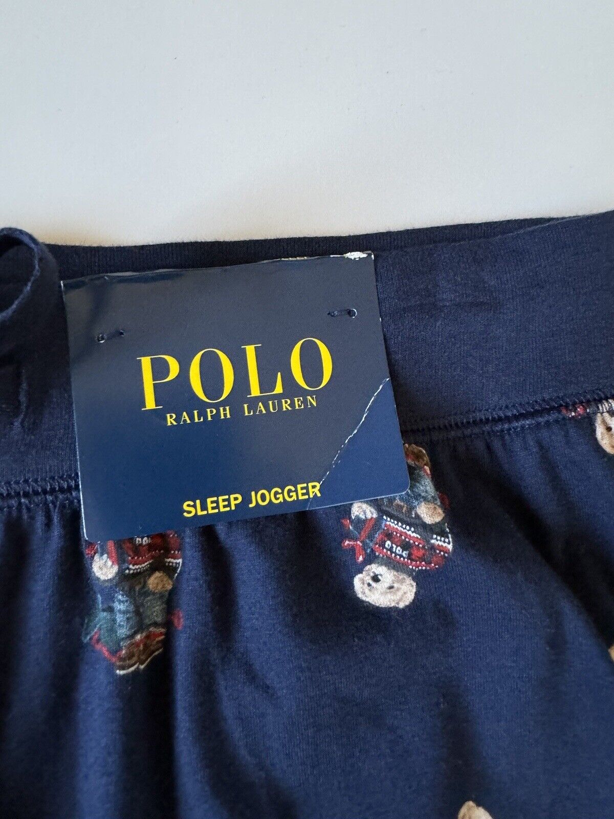 NWT Polo Ralph Lauren Men's Bear Gray Jogger Pajama Pants Cotton Blue Medium