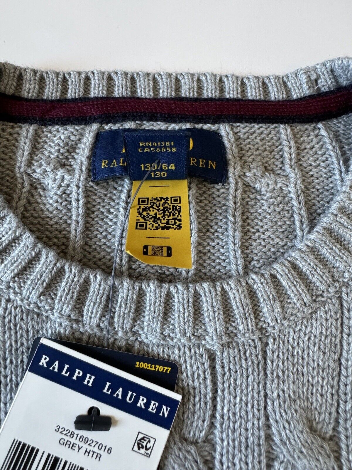 NWT Polo Ralph Lauren Boy's Gray Cotton Sweater Size 7