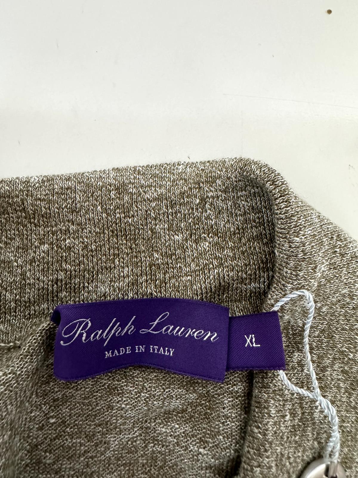 NWT $695 Ralph Lauren Purple Label Men's Olive Cotton-Linen Polo Shirt XL Italy