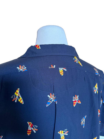 NWOT $228 Polo Ralph Lauren Viscose Short Sleeve Button Shirt Blue XL