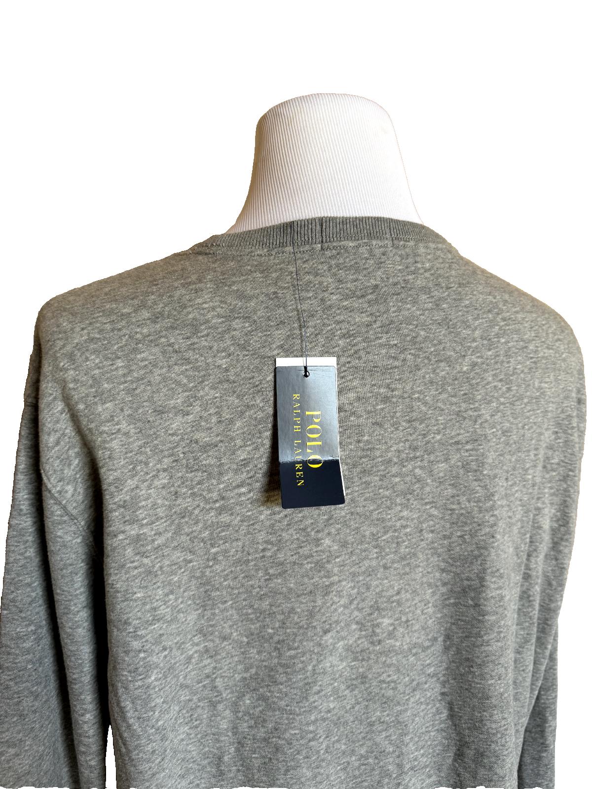 NWT $168 Polo Ralph Lauren Long Sleeve Fleece Bear Sweatshirt Gray 2XL