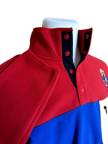 NWT$198 Polo Ralph Lauren Bear Fleece Sweatshirt Colorblock Red/Blue/Yellow L