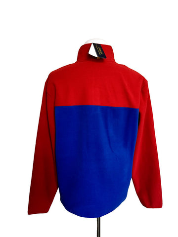 NWT$198 Polo Ralph Lauren Bear Fleece Sweatshirt Colorblock Red/Blue/Yellow L
