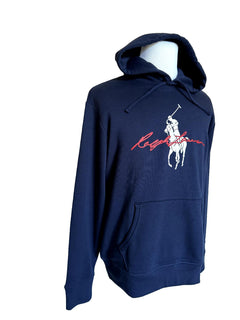 NWT $198 Polo Ralph Lauren Signature Big Pony Long Sleeve Fleece Hoodie Navy L