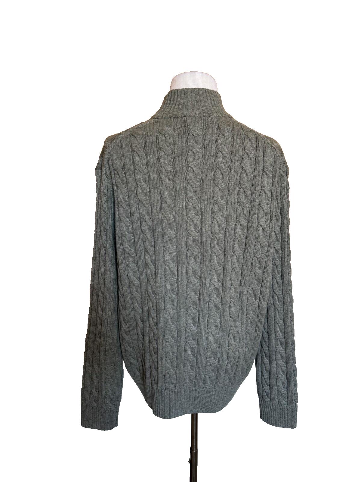 NWT $148 Polo Ralph Lauren Men's Gray Cotton Zip Knit Sweater 2XL/2TG