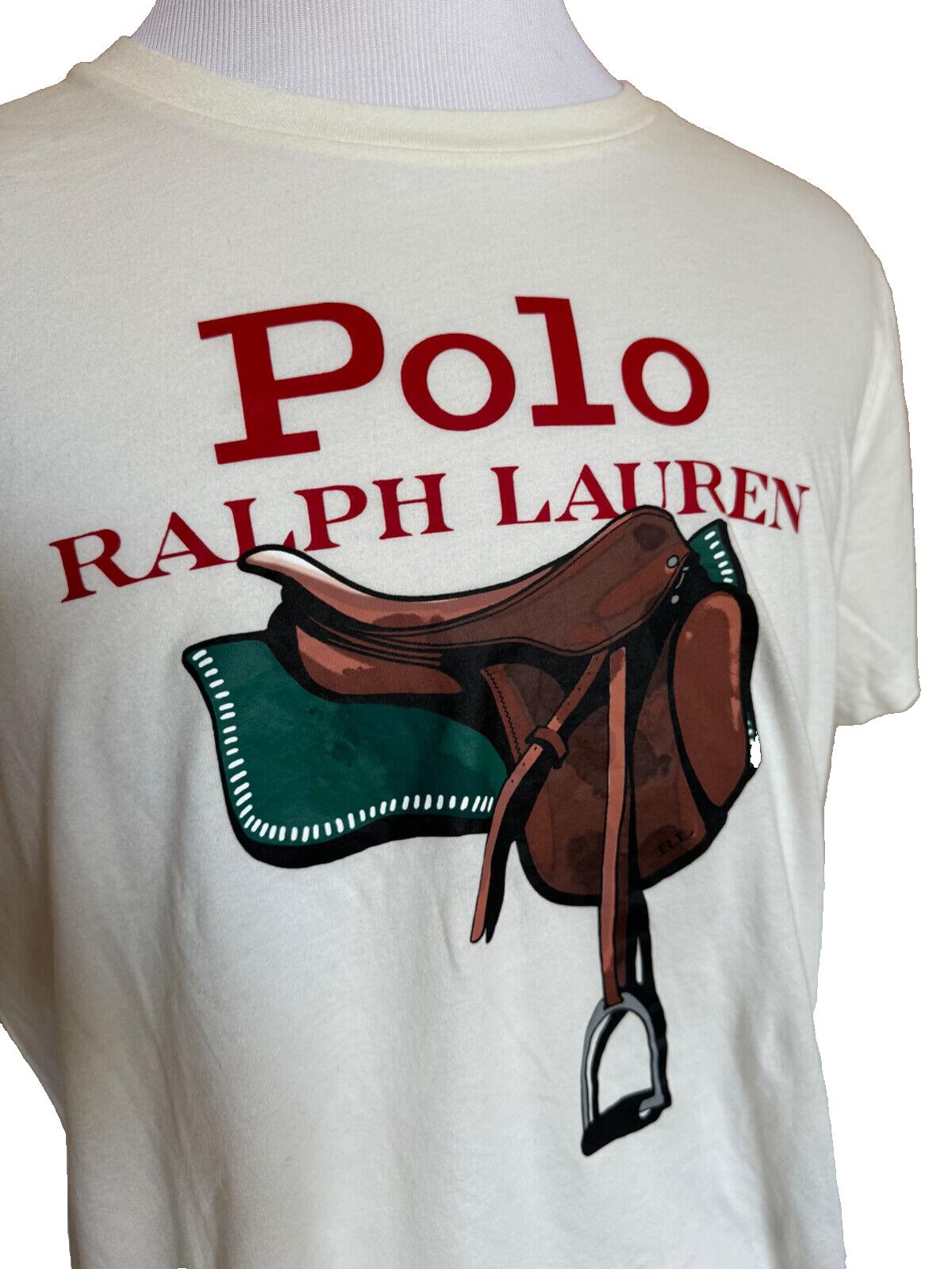 NWT $78 Polo Ralph Lauren White Saddle Print Short Sleeve T-Shirt Top XL