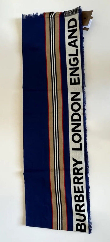 NWT $470 Burberry Cotton Scarf  Denim Blue 185 cm x 100 cm 8067360 Italy