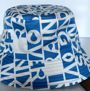 NWT $480 Burberry Raintext Bucket Hat White/Blue M (57 cm) 8055938 Italy