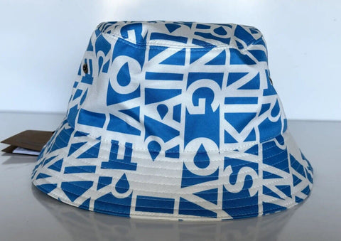 NWT $480 Burberry Raintext Bucket Hat White/Blue M (57 cm) 8055938 Italy