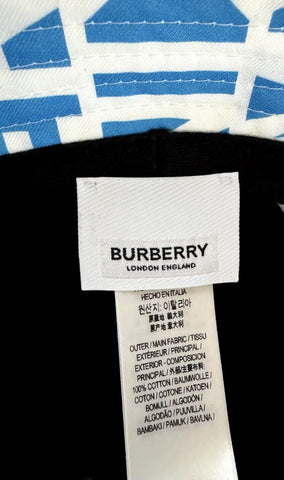 NWT $480 Burberry Raintext Bucket Hat White/Blue M (57 cm) 8055938 Italy