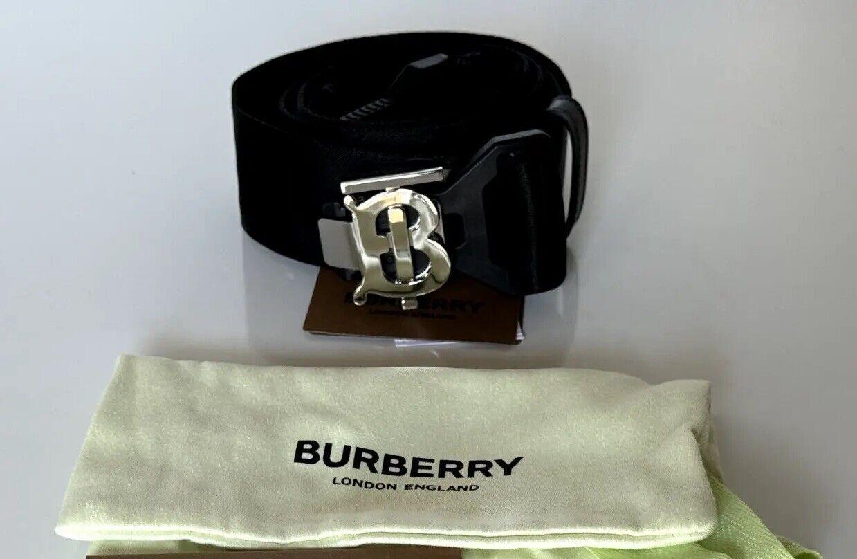 New $440 Burberry Sport Clip TB Buckle Nylon Black Belt 38/95 Italy 8051510