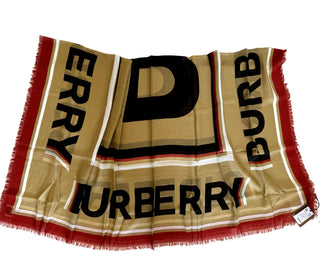 NWT $450 Burberry B Box Text Modal Archive Beige Scarf 53"Wx53"L 80718301 Italy