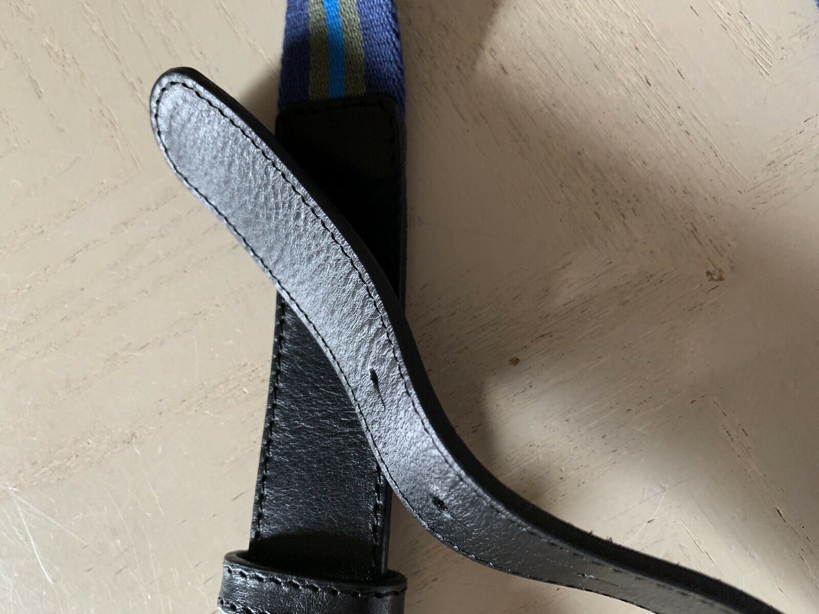 New $120 Armani Junior Boy Leather/Canvas Belt Blue US S ( 63 Eu ) Italy