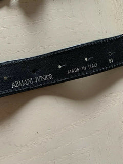 New $120 Armani Junior Boy Leather/Canvas Belt Blue US S ( 63 Eu ) Italy