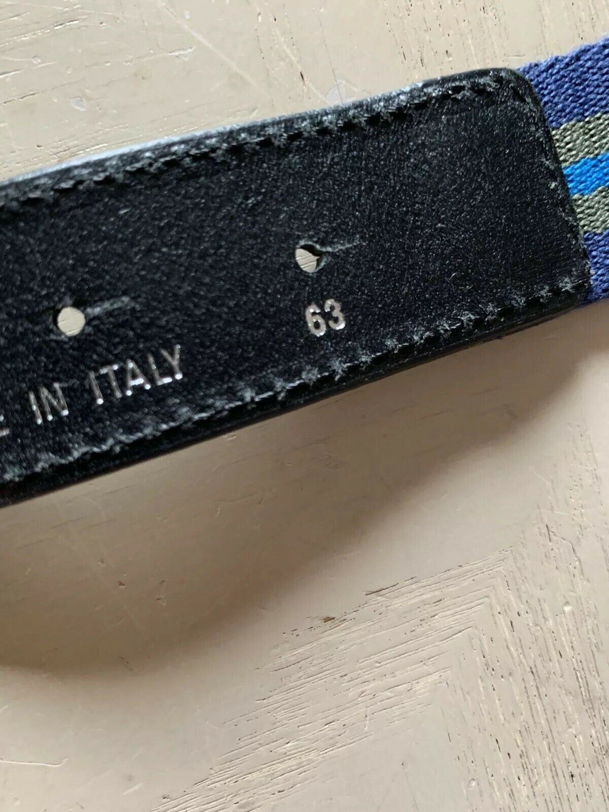 New $120 Armani Junior Boy Leather/Canvas Belt Blue US S ( 63 Eu ) Italy