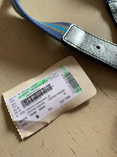 New $120 Armani Junior Boy Leather/Canvas Belt Blue US S ( 63 Eu ) Italy